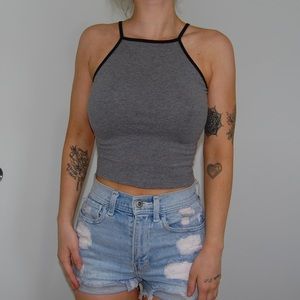 Garage Grey Halter/Racerback Crop Top